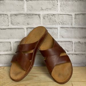 Chaco Wayfarer Leather Upper Sandals Slip-On Slide Womens 9 Brown Toffee